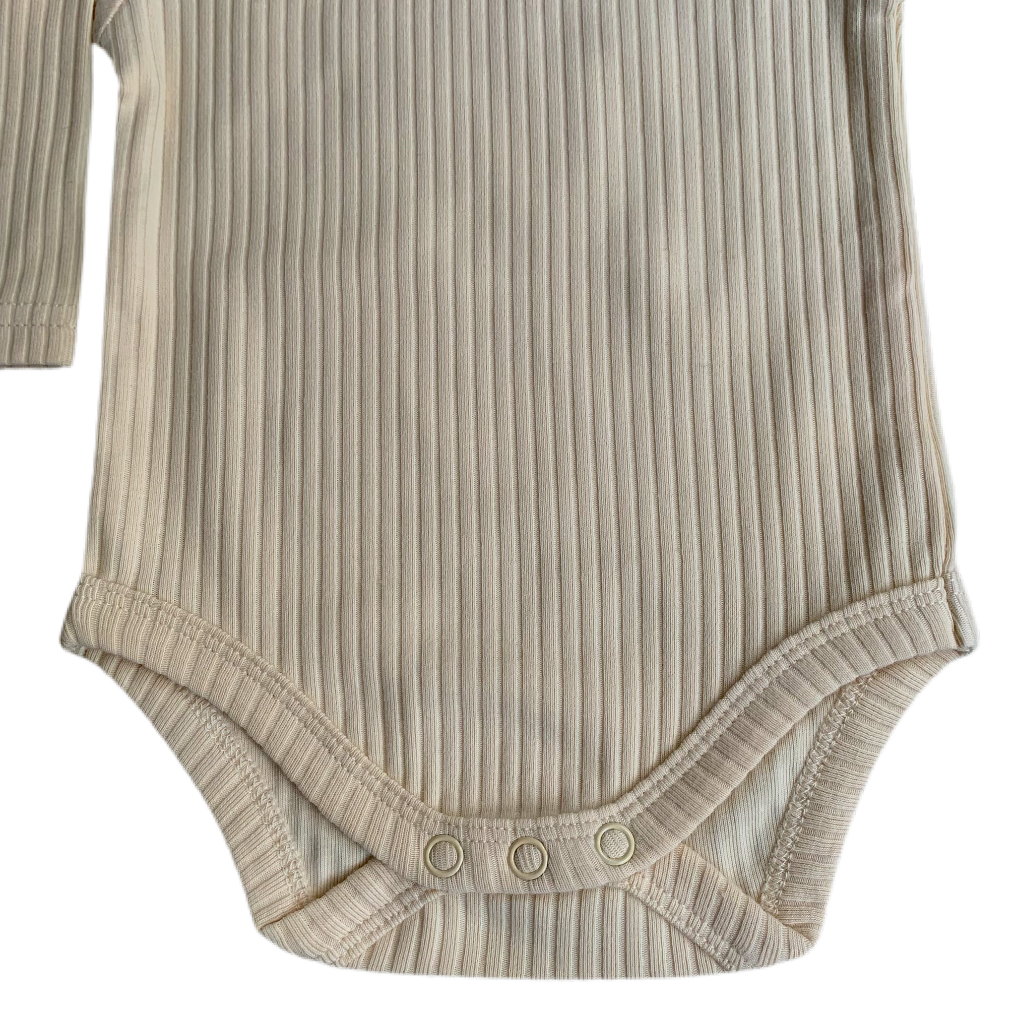 Natural Stripe Organically Grown Cotton Rib Long Sleeve Bodysuit